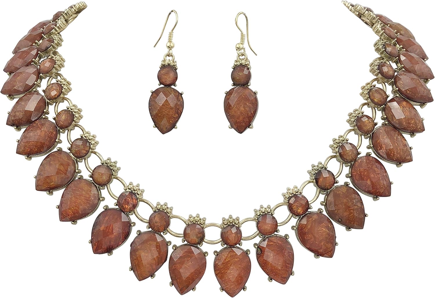 Gypsy Jewels Bright Abstract Bib Statement Boutique Necklace & Earrings Set - Assorted Colors