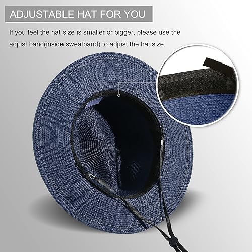 Miniatura 28 de Lanzom - Sombrero de paja playero para mujer, de ala ancha, plegable, estilo Fedora, UPF50+