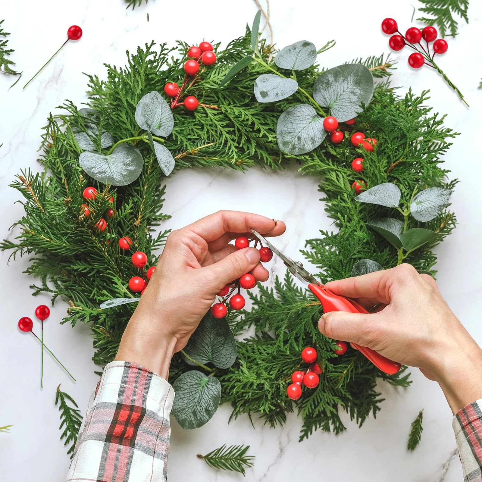 PROUSKY 200 Pieces Christmas Holly Berries - Image 3