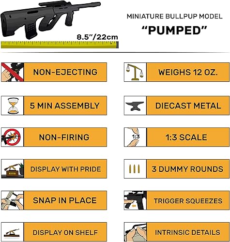 Miniatura 8 de GoatGuns Modelo Bullpup en miniatura negro  Kit de construcción de metal fundido a presión a escala 13