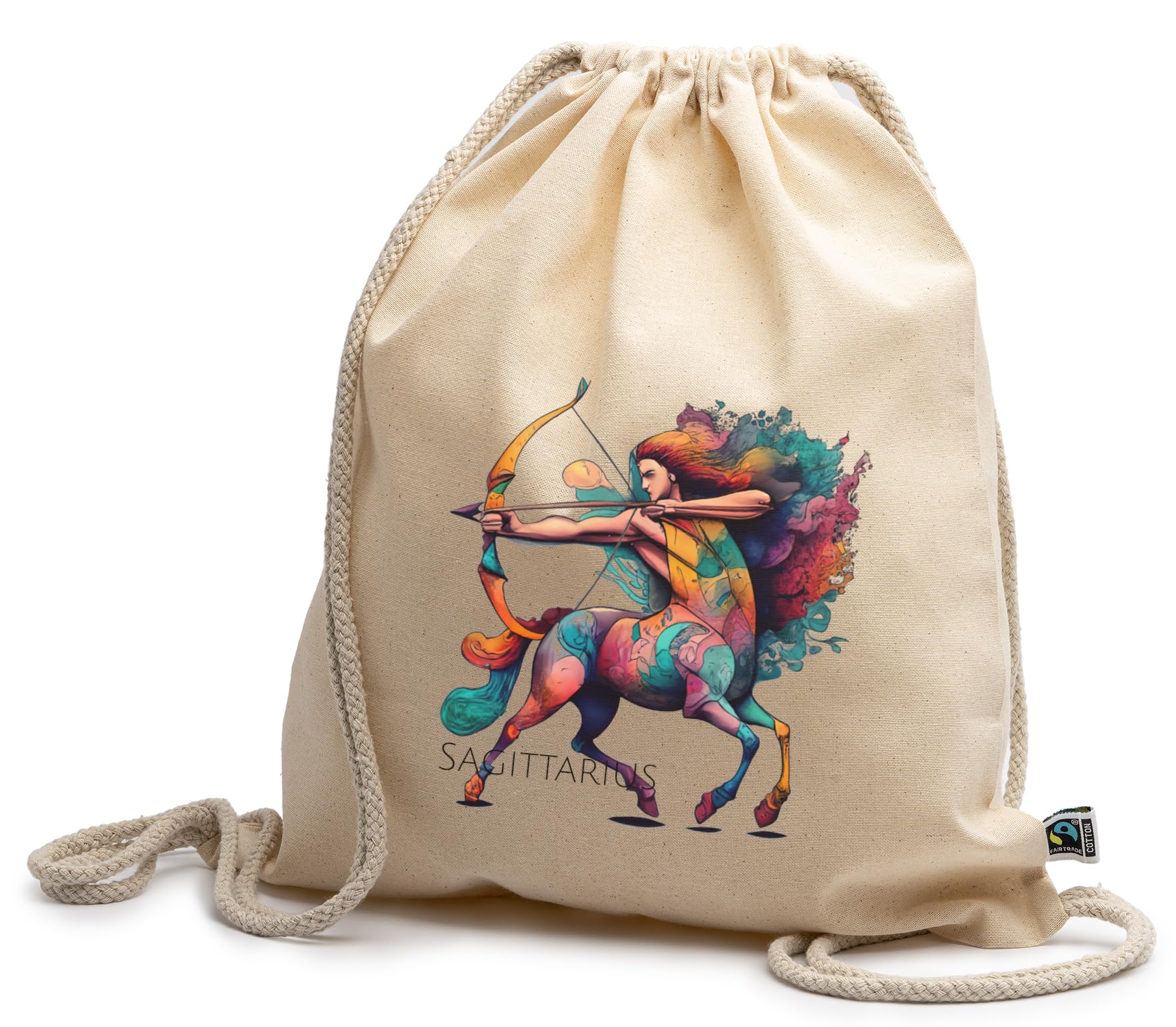 rainUP Mochila de Cuerdas con los signos del Zodiaco - Resistente y Cómoda - Algodón 100% orgánico. Idónea para compras, viaje, gimnasio, padel, trekking...