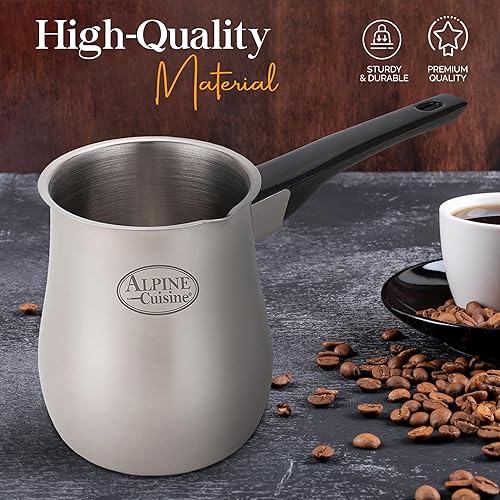 Miniatura 2 de Alpine Cuisine Calentador de café turco de 30 onzas, calentador de mantequilla, mini calentador de café griego de acero inoxidable, olla de leche