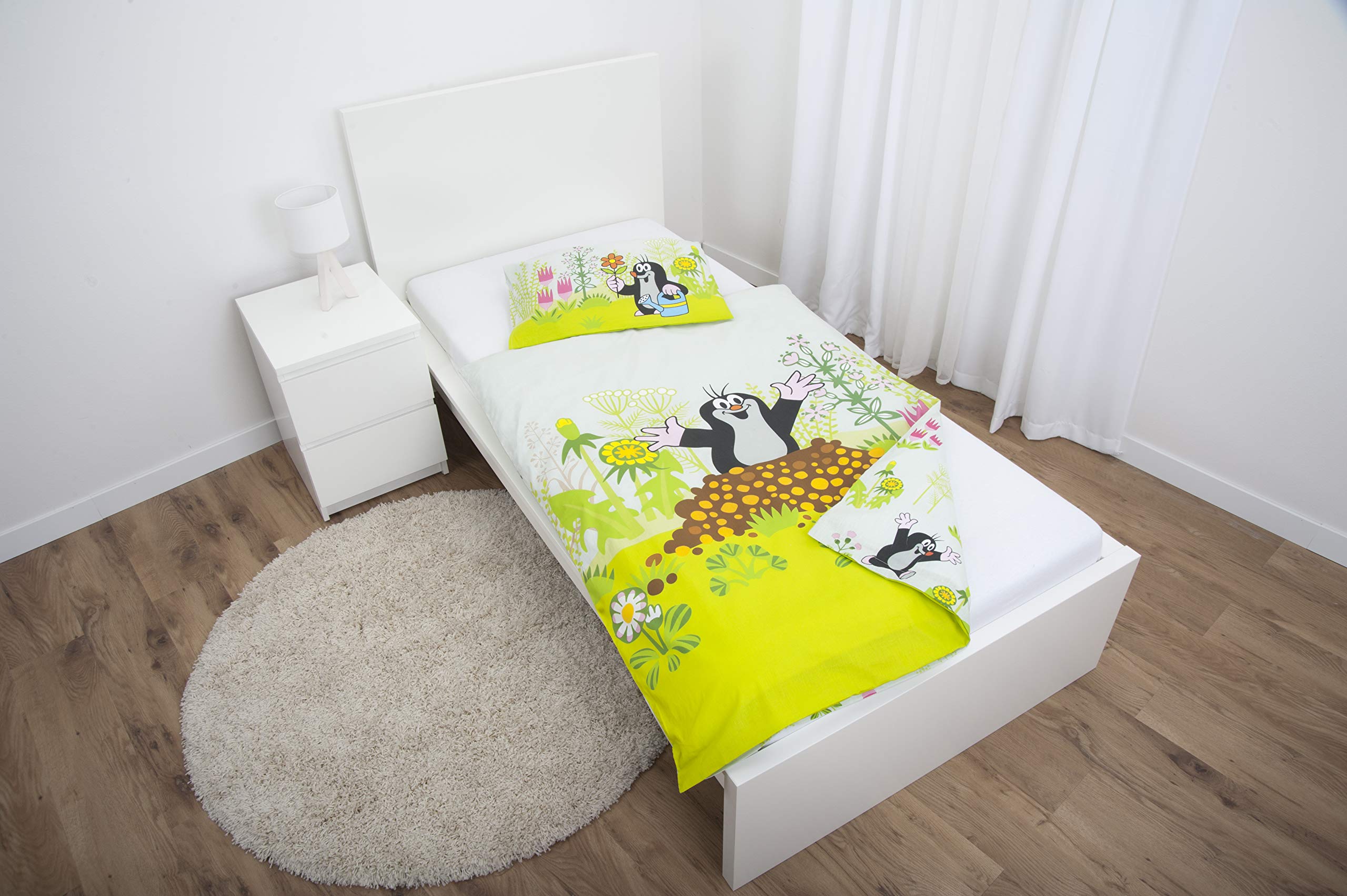 Herding DER KLEINE MAULWURF Komplet pościeli dla małych dzieci, dwustronny motyw, poszewka na poduszkę, 100 x 135 cm, poszewka na poduszkę 40 x 60 cm, flanela, 2 sztuki