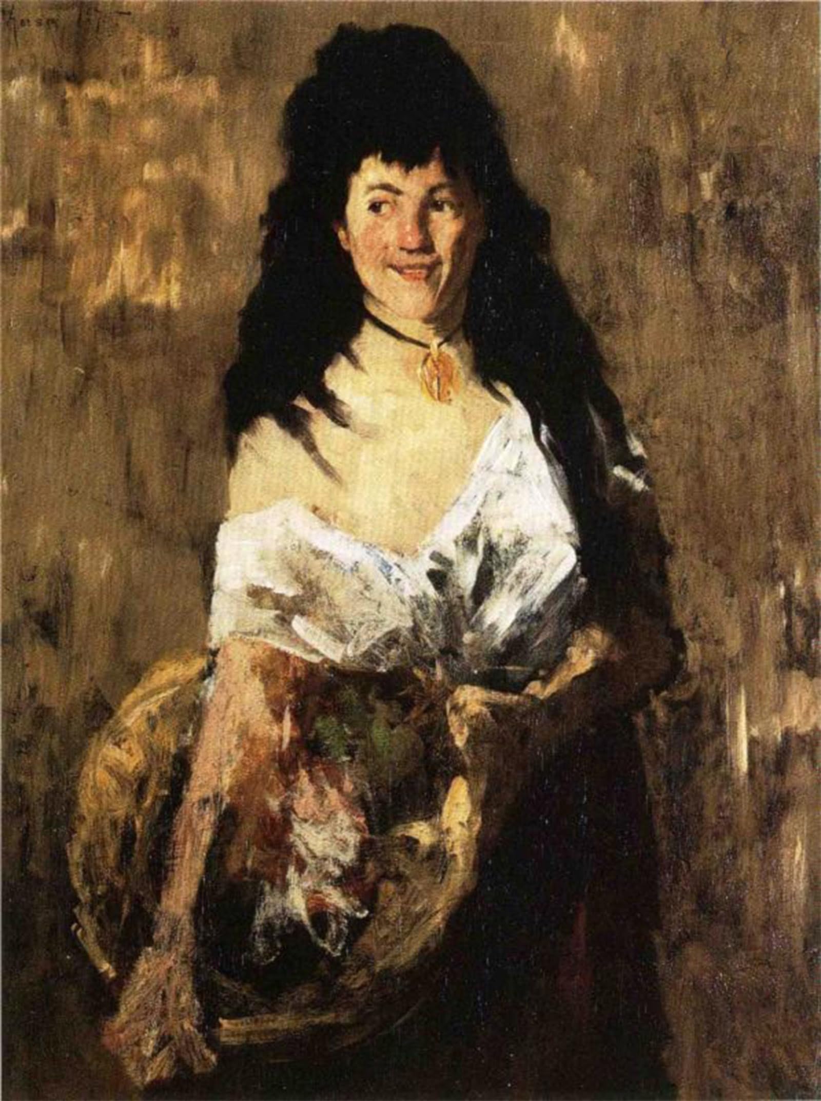 SERENDIPITP Vintage Wall Art Canvas Nordic Poster Canvas Print Picture Woman with a Basket William Merritt Wall Art Poster for Home Decor 60x90cm