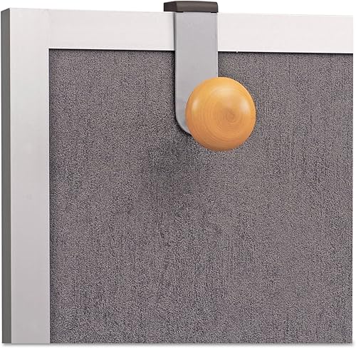 Miniatura 5 de Alba over-the-panel Escudo gancho para cubículos o particiones, color plateado metálico y luz madera