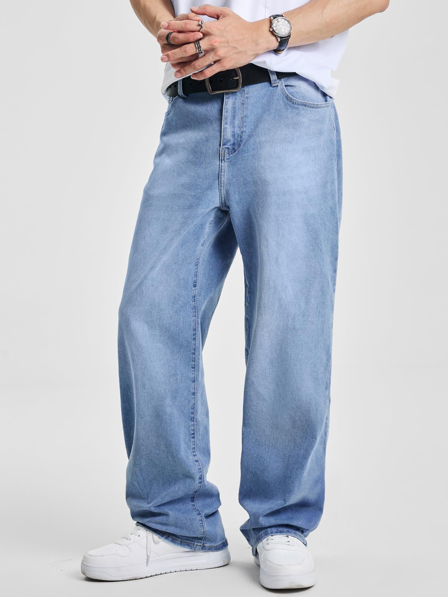 JMIERR Jeans Herren Baggy Weite Jeans Hose Herren Stretch Vintage Y2K Hip Hop Denim Hosen Loose Fit Streetwear Freizeithosen
