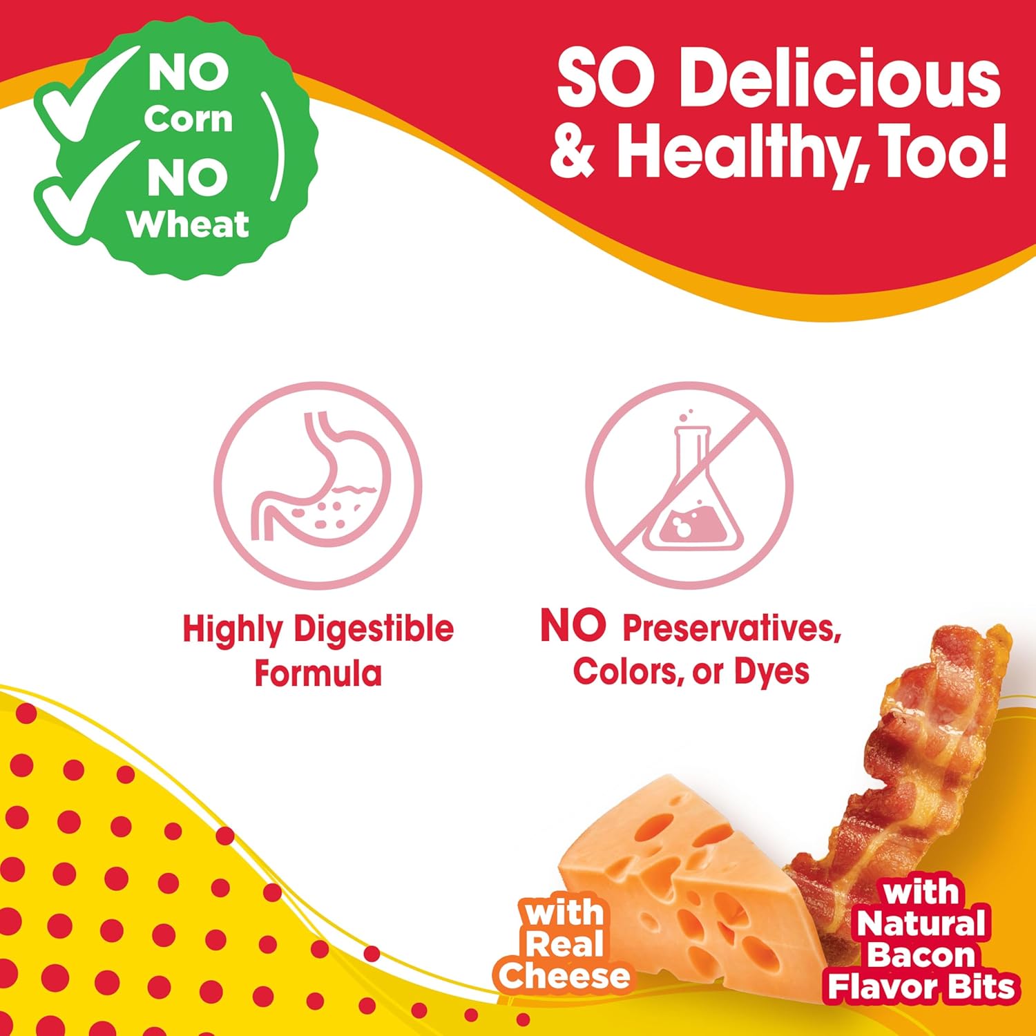 Nylabone Nubz Flavor Bursts Natural Dog Chews for Small Dogs, Long Lasting Chew Bones Made in the USA, Grain-Free Dog Treats, Bacon & Cheese Flavor, for Dogs Up to 25 lbs. (36 Count)