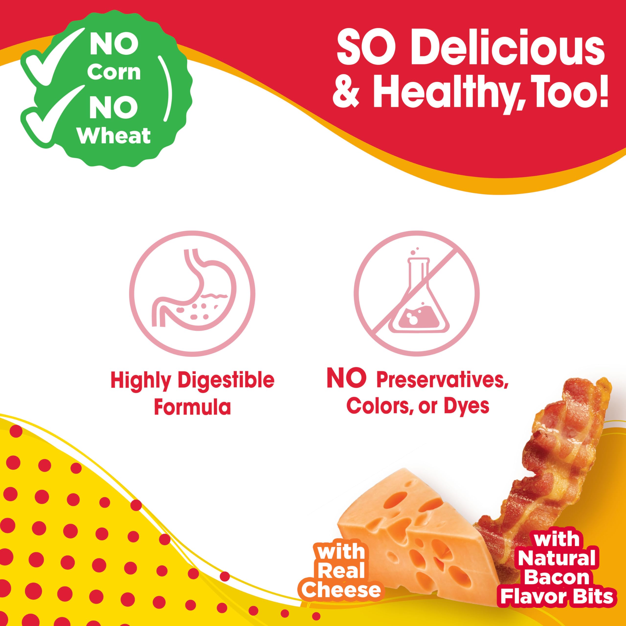 Nylabone Nubz Flavor Bursts Naturalna żucia dla małych psów, długotrwałe kości do żucia, wyprodukowane w USA, smakołyki dla psów bez zbóż, smak bekonu i sera