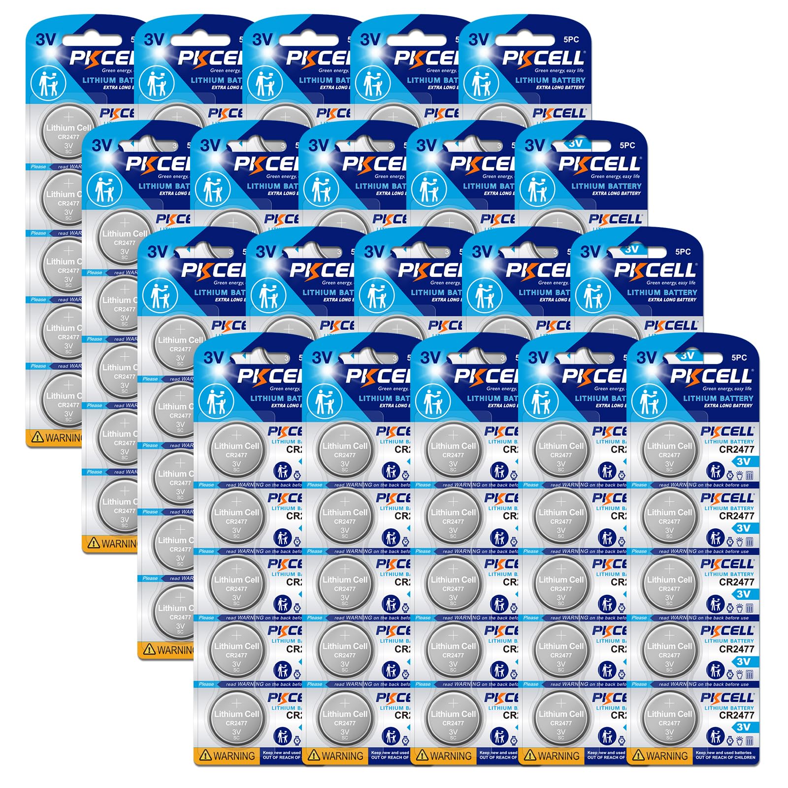 PKCELL CR2477 Battery 3V Lithium Battery Button Coin Cell Batteries(100PCS)