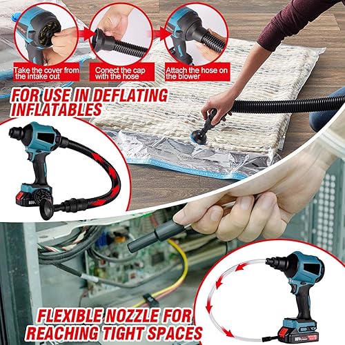 Miniatura 5 de Soplador de polvo inalámbrico para batería Makita de 18 V, motor sin escobillas de 50000 rpm, plumero de aire comprimido de alto volumen para