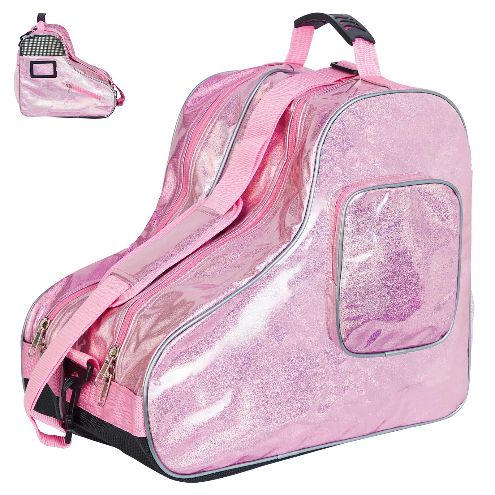 NUKied Sac à patins à roulettes respirant avec bandoulière réglable, grande capacité, patins à glace assortis pour enfants et adultes