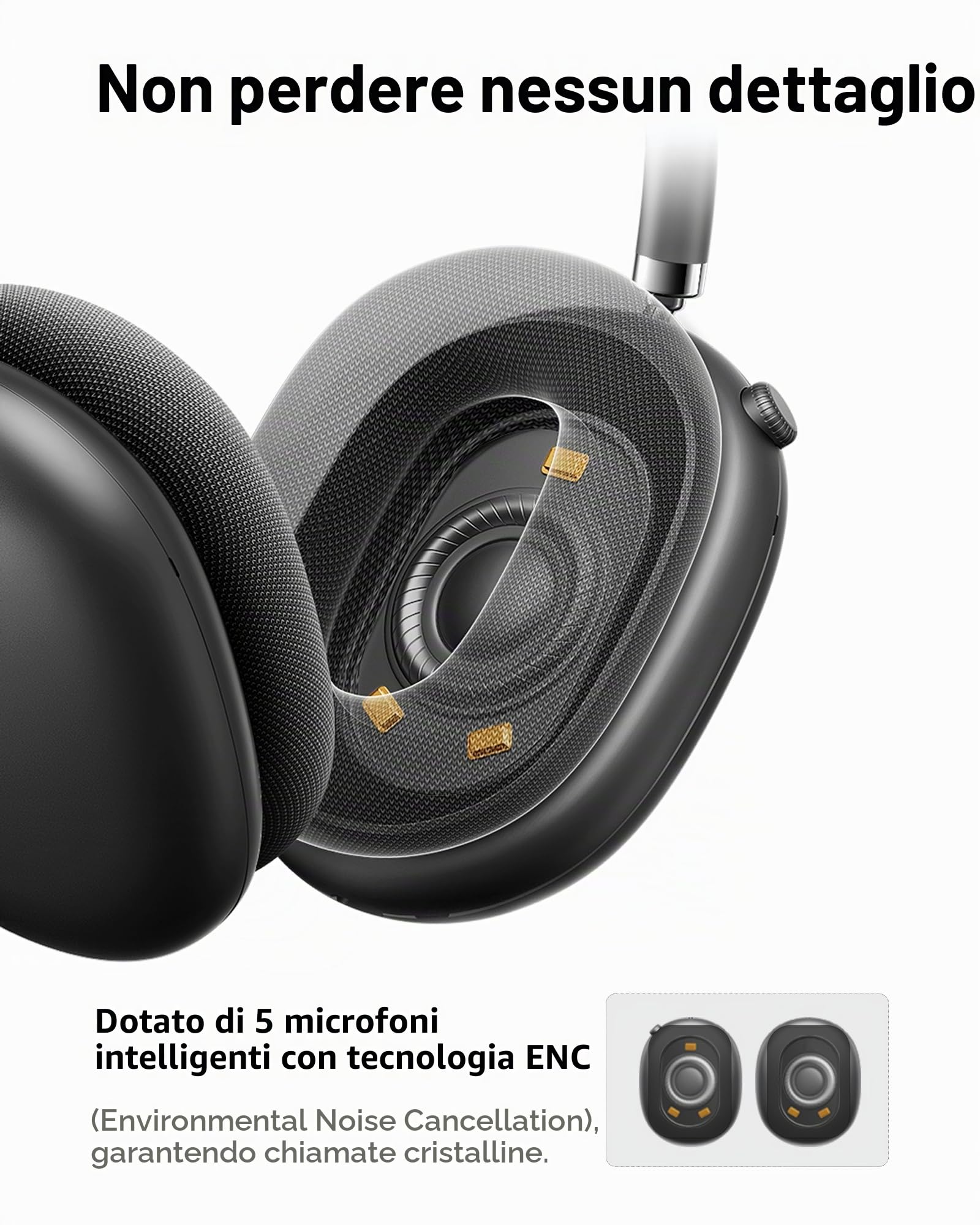 Picun F8 Pro Hybrid ANC Bluetooth Cuffie Over-Ear, tempo di riproduzione 140H, tracking, diverse modalità di cancellazione del rumore, suono regolabile tramite app, USB-C, senza fili per viaggi e