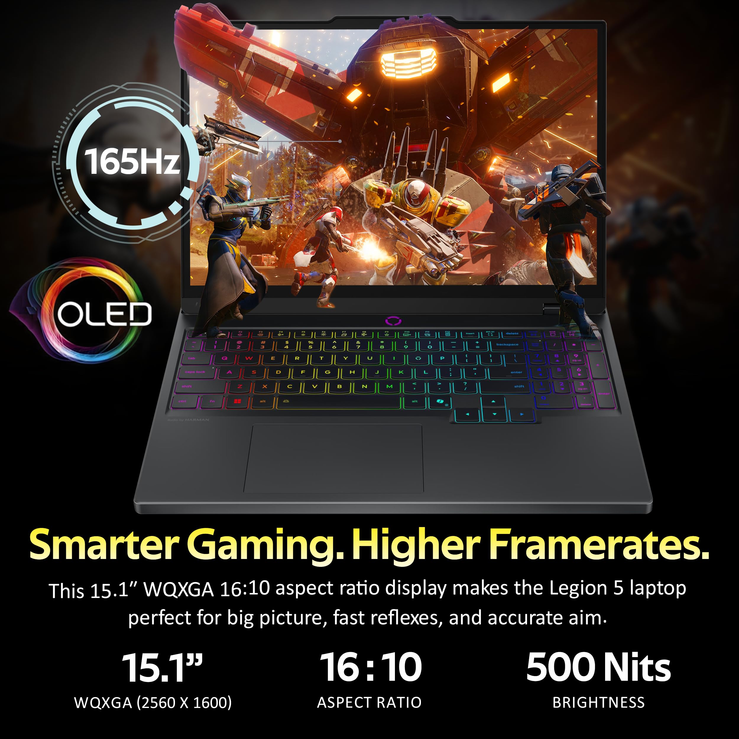 Lenovo Legion 5 16 Zoll WQXGA 165Hz Gaming Laptop, Intel i9-14900HX, 16GB DDR5, 1TB SSD, NVIDIA GeForce RTX 4070 8GB GDDR6, RGB Backlit Keyboard, Wi-Fi 6E, Windows 11 Pro, Grau, 256GB