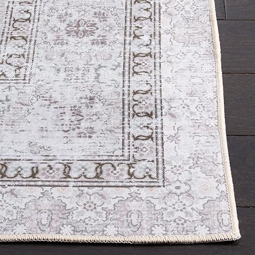 Miniatura 5 de SAFAVIEH Alfombra lavable Tucson Collection - 6 x 9 pies, beige y verde claro, antideslizante, ideal para zonas de alto tráfico en sala de estar,