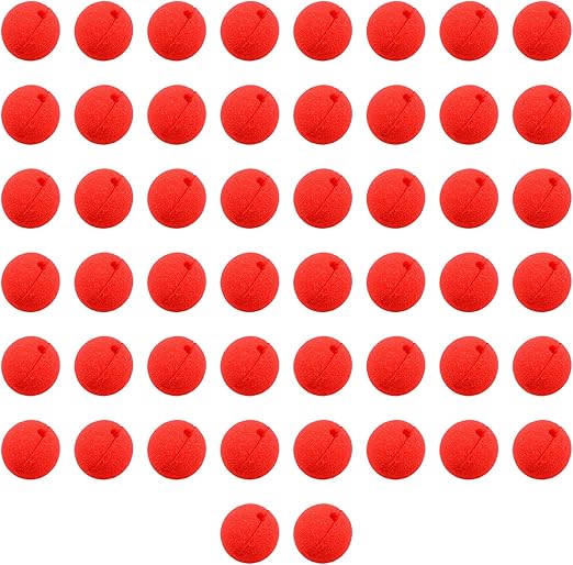 Yansanido 50 Pcs 2 Inch Red Foam Clown Noses Ball with a Hole for Halloween Christmas Costume Party (50pcs)