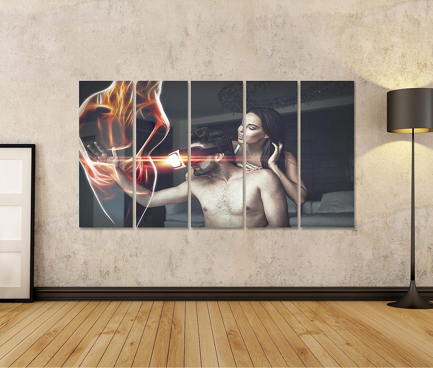islandburner Immagine su tela coppia gioca donna virtuale cyberspazio vr occhiali casa realtà uomini toccando donne infuocate cybersesso murale murale Immagini per soggiorno GKUU-5P