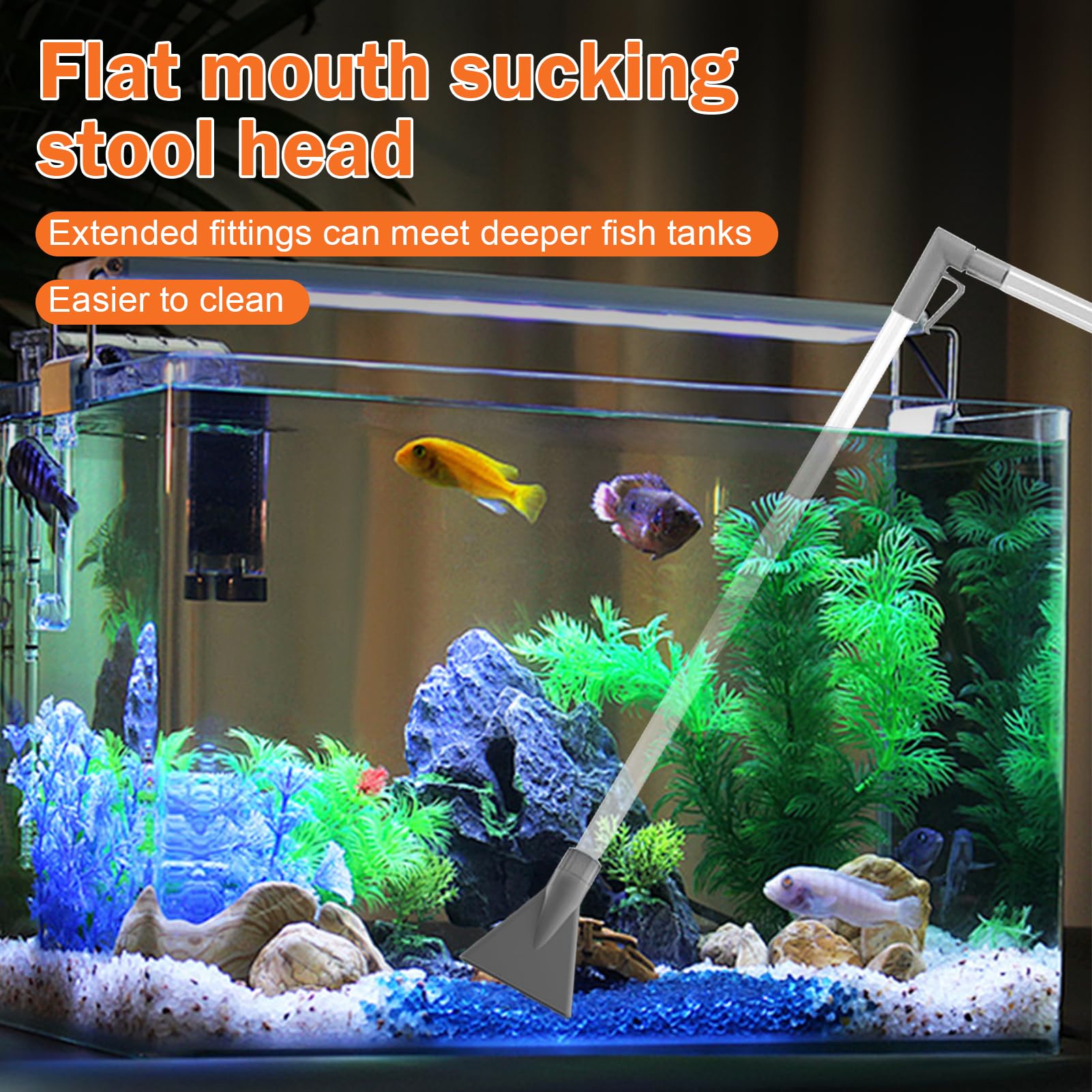 KOUHA Aquarium Reinigungsset – Mit Mulmsauger, Handpumpe & Algenbürste – Sicher Für Fische & Garnelen, Ideal Für Wasserwechsel (Grau)