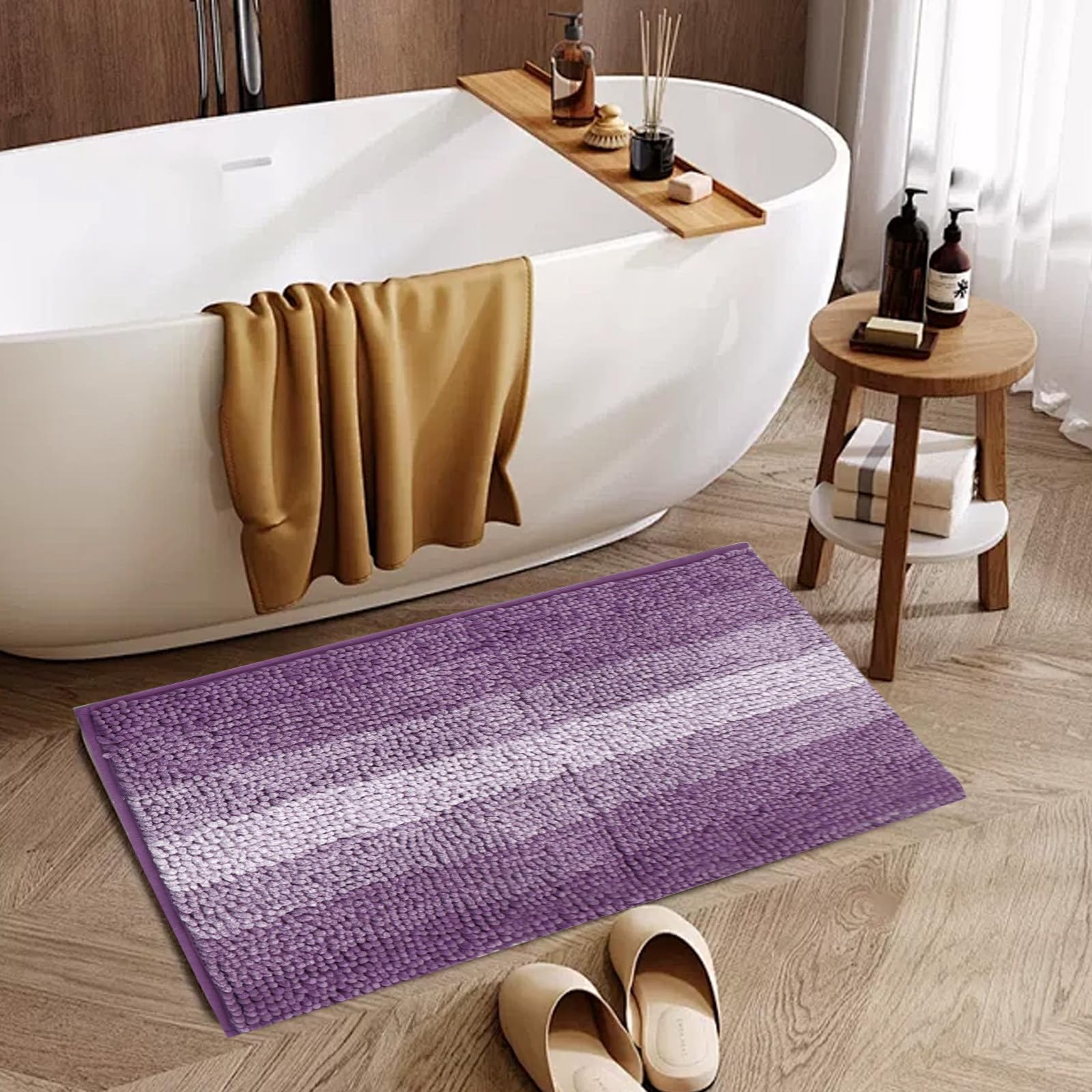 Bath Mat Rug - Chenille Absorbent Entrance Mat Water-Absorption Door Mat Non Slip Quick Dry Bathroom Rugs Washable