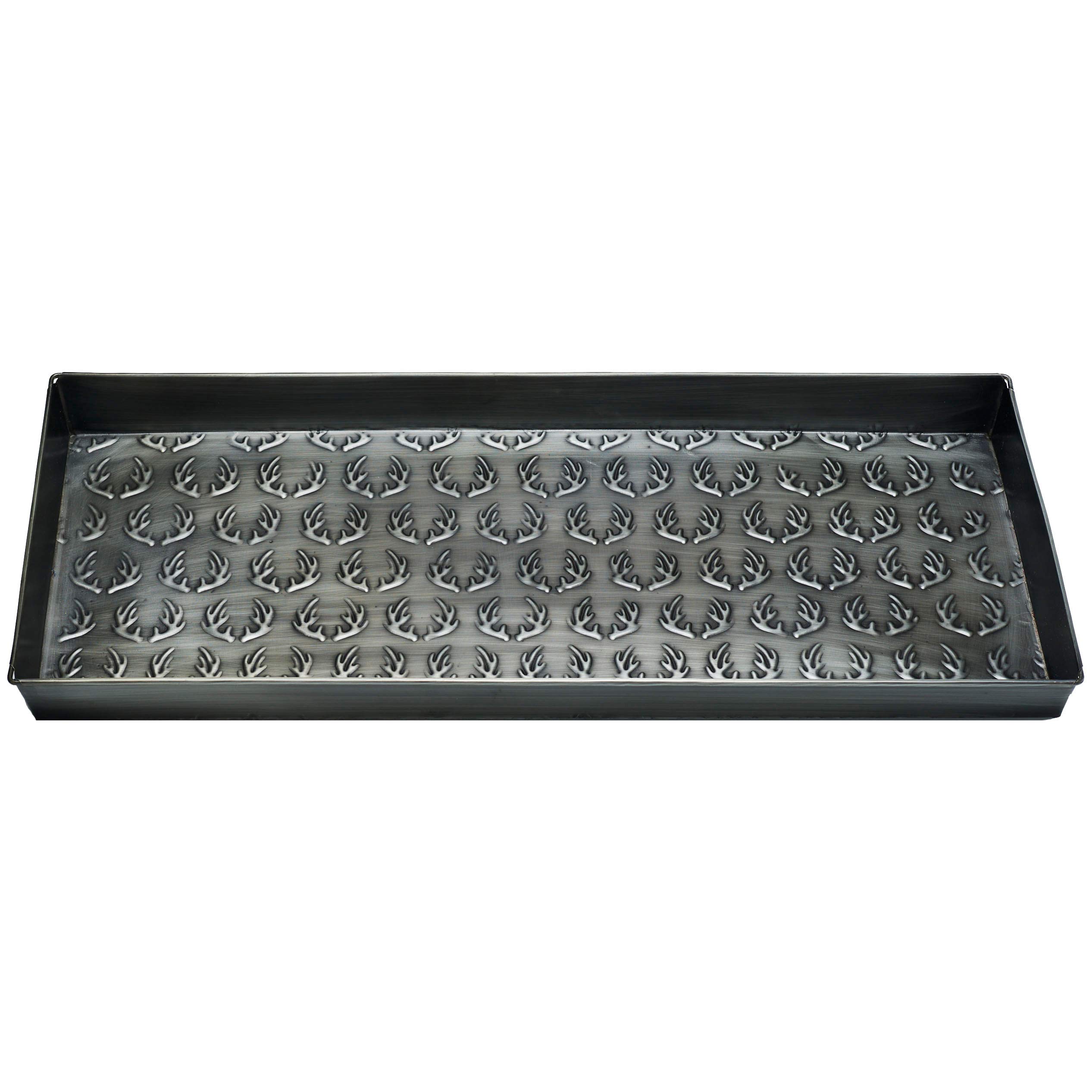HF by LT Antlers Pattern Metal Boot-Tray 30 x 13 inches Antique Zinc Finish product thumbnail 4