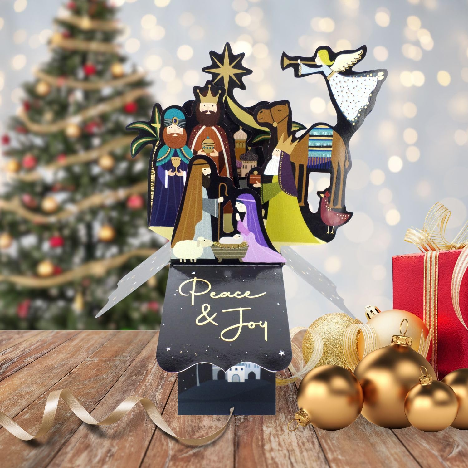 Clever Cubes Pop Up Nativity Peace & Joy Christmas Card 3D Xmas Card XCU001 - Image 3