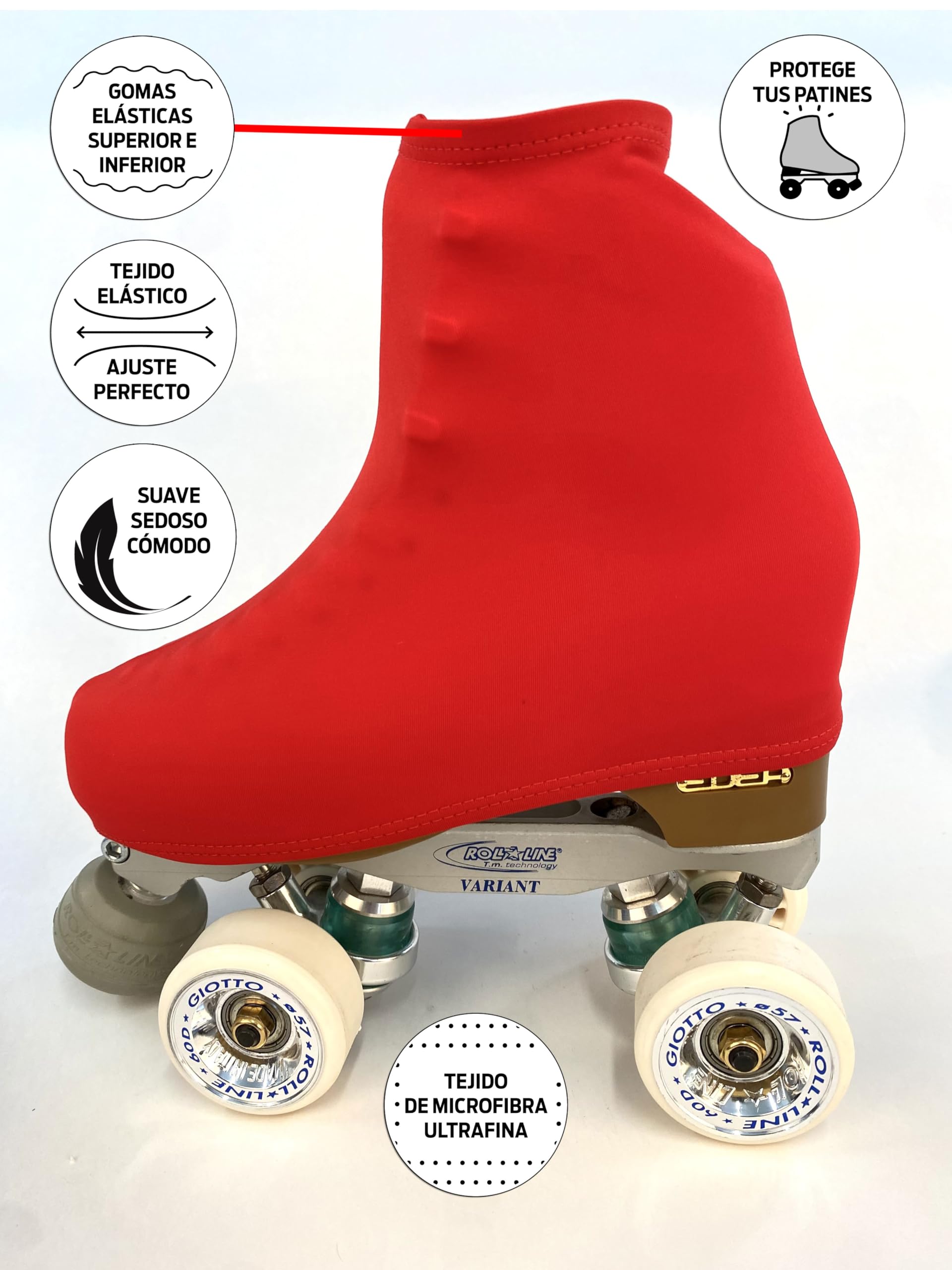 CRLSPORT Cubre patín para niña y Mujer, Funda Patín Skate, 180 Densidad, Talla Universal, Color Rojo