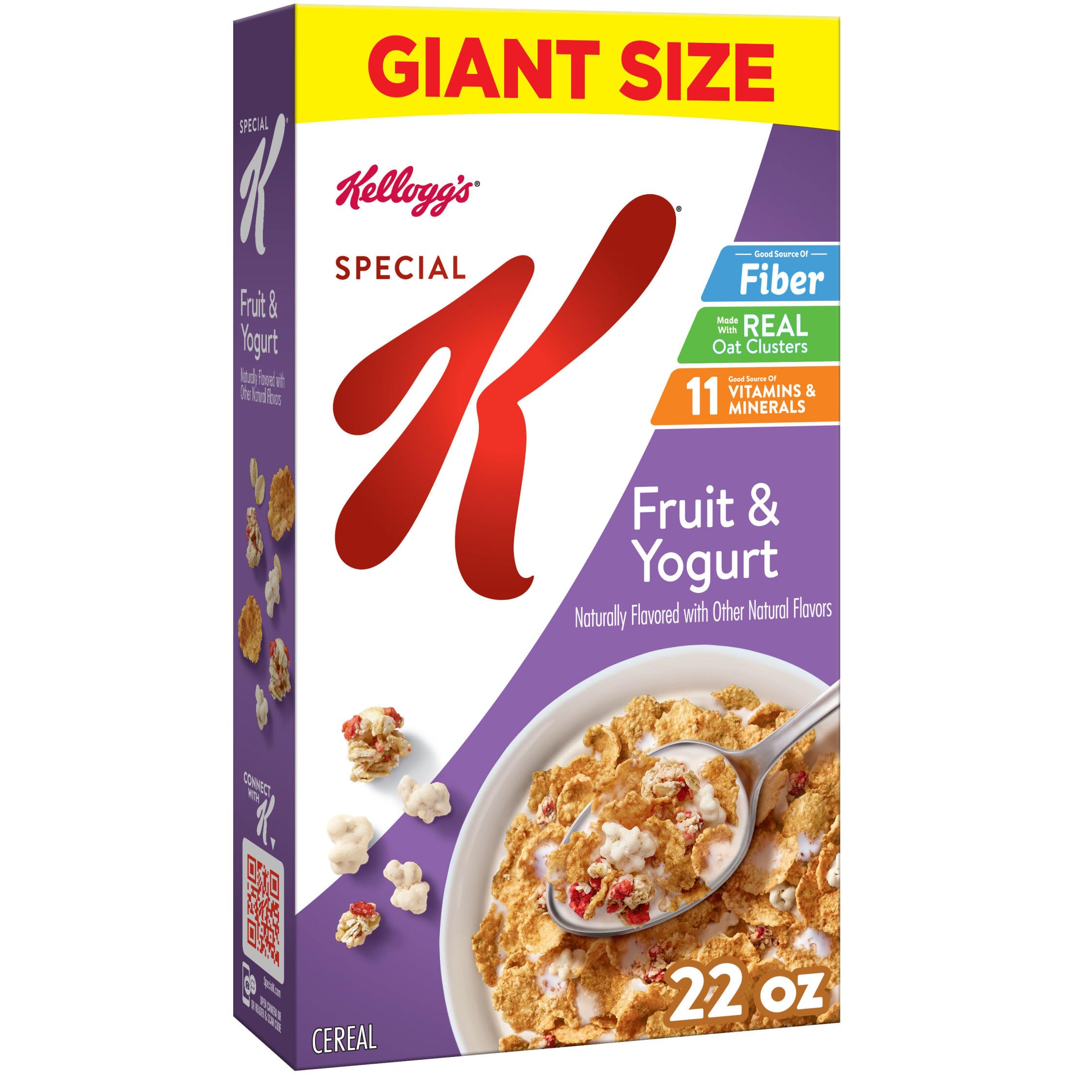 Kellogg'sSpecial K Breakfast Cereal, Family Breakfast, Fiber Cereal, Giant Size, Fruit and Yogurt, 22oz Box (1 Box)