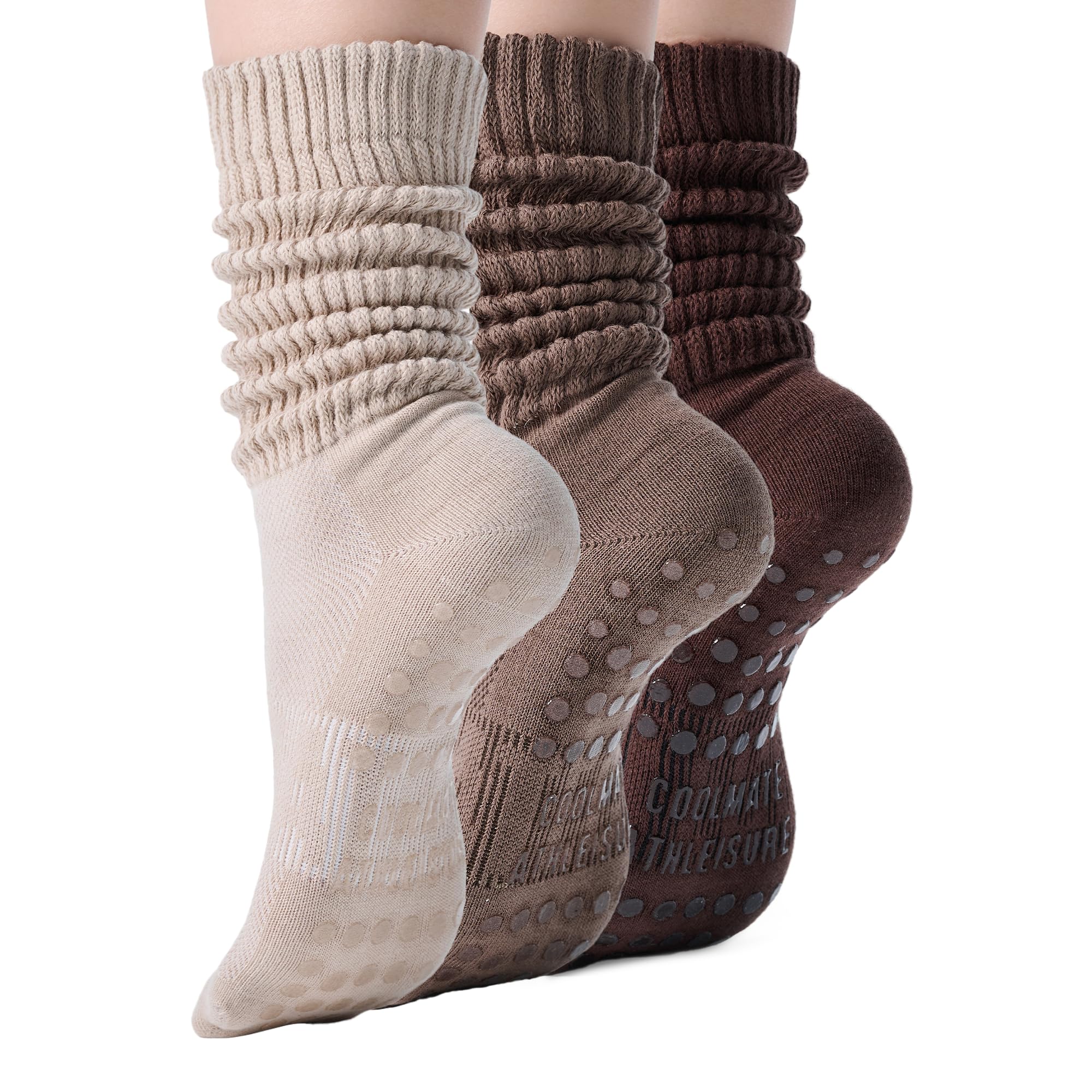 CoolMate Women's Scrunch Crew Socks, Slouchy Mid Calf Boot Socks, 3 Pairs