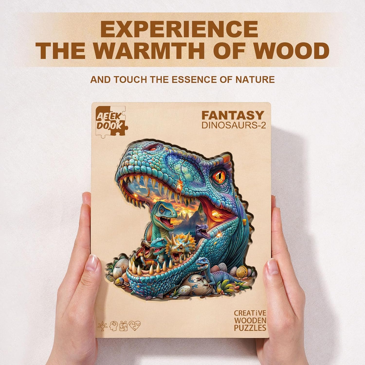 Wooden Puzzles for Adults - Fantasy Dinosaur Wooden Puzzle - Unique Animal Shapes Wooden Jigsaw Puzzles for Adults - Easter Gifts for Wood Puzzle Lovers, Family (13.4 * 12.9in -300 Pieces)