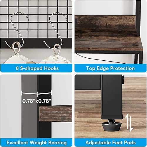 Miniatura 7 de LITTLE TREE Estante para hornear de cocina con tomas de corriente organizador de estante de cocina independiente soporte para horno de microondas