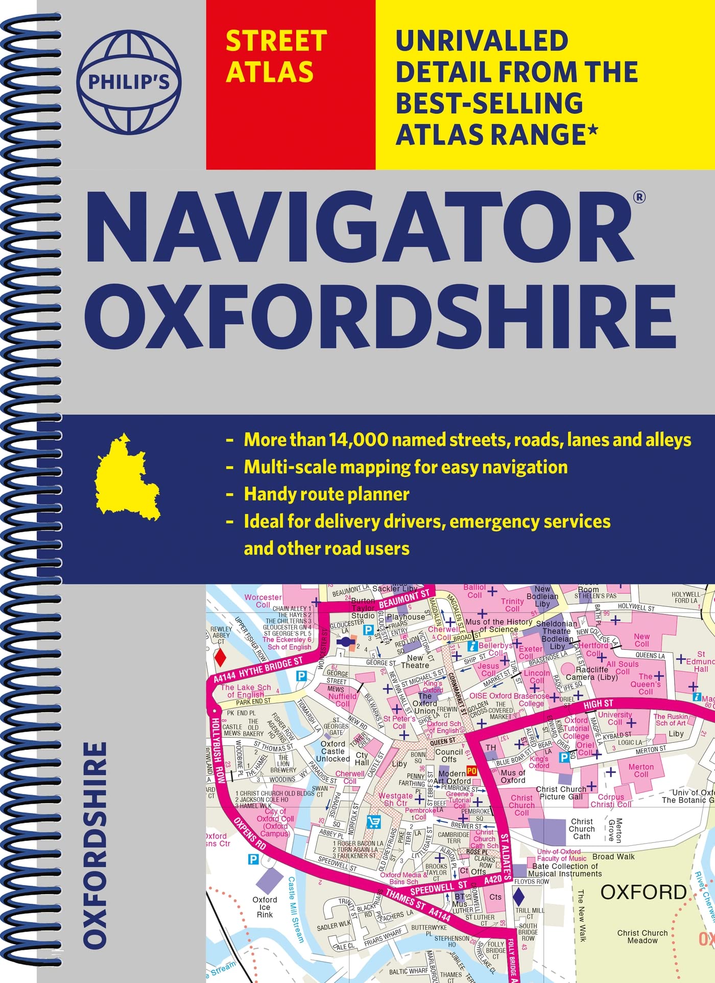 Philip's Navigator Street Atlas Oxfordshire: Spiral edition (Philip's Street Atlas)