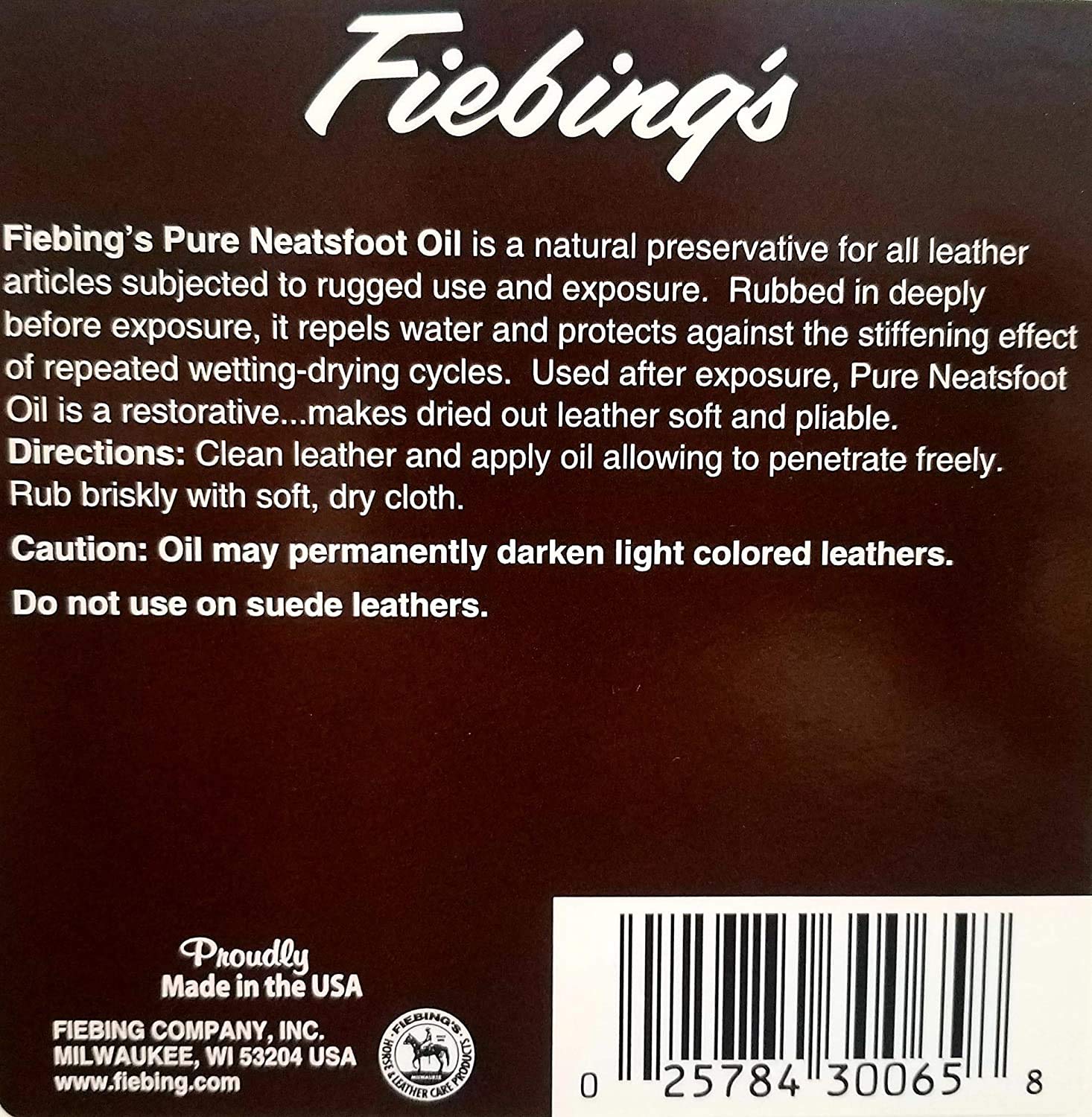 Fiebing's Prime Neatsfoot Oil Compound – 32 Oz, Leather Boots Shoes Harness