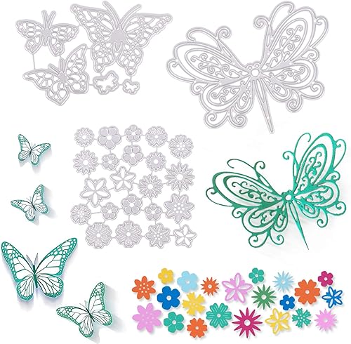 Miniatura 1 de Juego de 28 troqueles de corte de mariposa de metal troquelado mini flor DIY estampado moldes plantilla 3D plantilla para álbum de recortes de papel