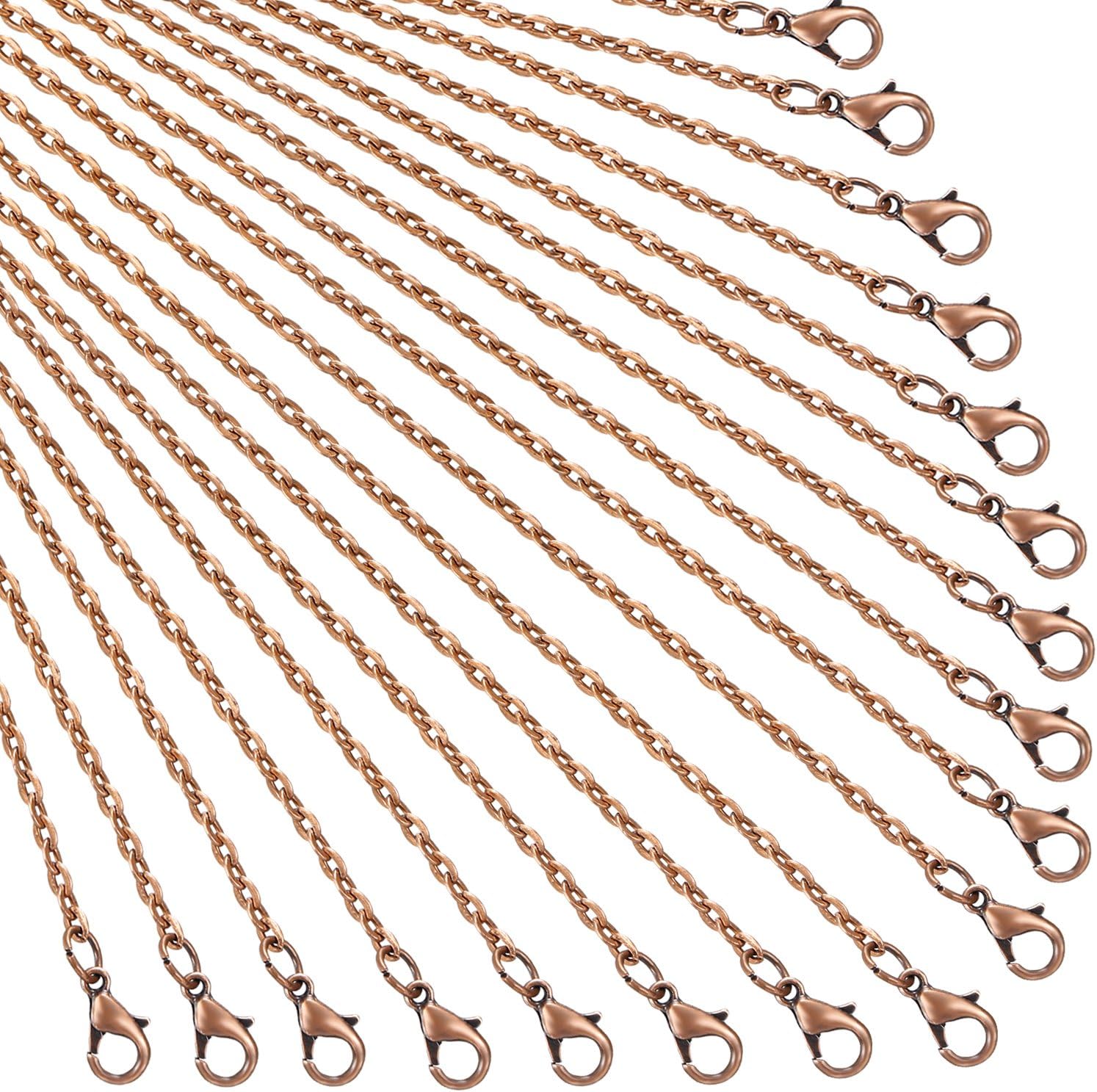 24 Pack Antique Red Copper Cable Chain Necklace Chain