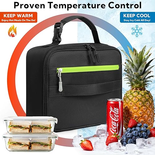 Miniatura 2 de Paquete de 12 loncheras aisladas para niños, niñas, hombres y mujeres, tela Oxford 900D, lonchera suave para hombres, lonchera reutilizable para