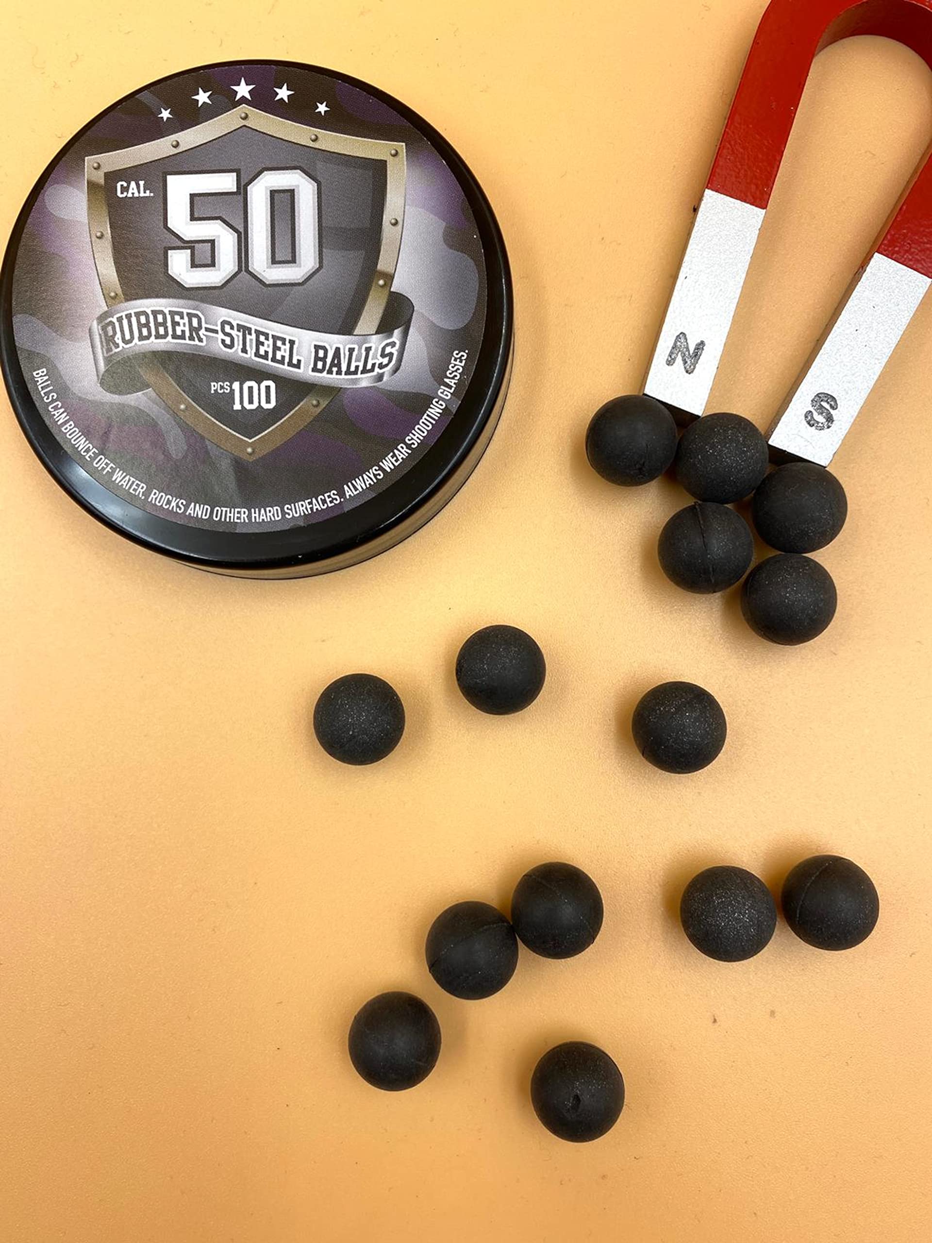 100 x Premium Quality Hard Mix Rubber Steel Balls Paintballs Reballs 50 Cal. Pistols Home Defense - Billes D'acier en Caoutchouc dur Paintball Calibre .50