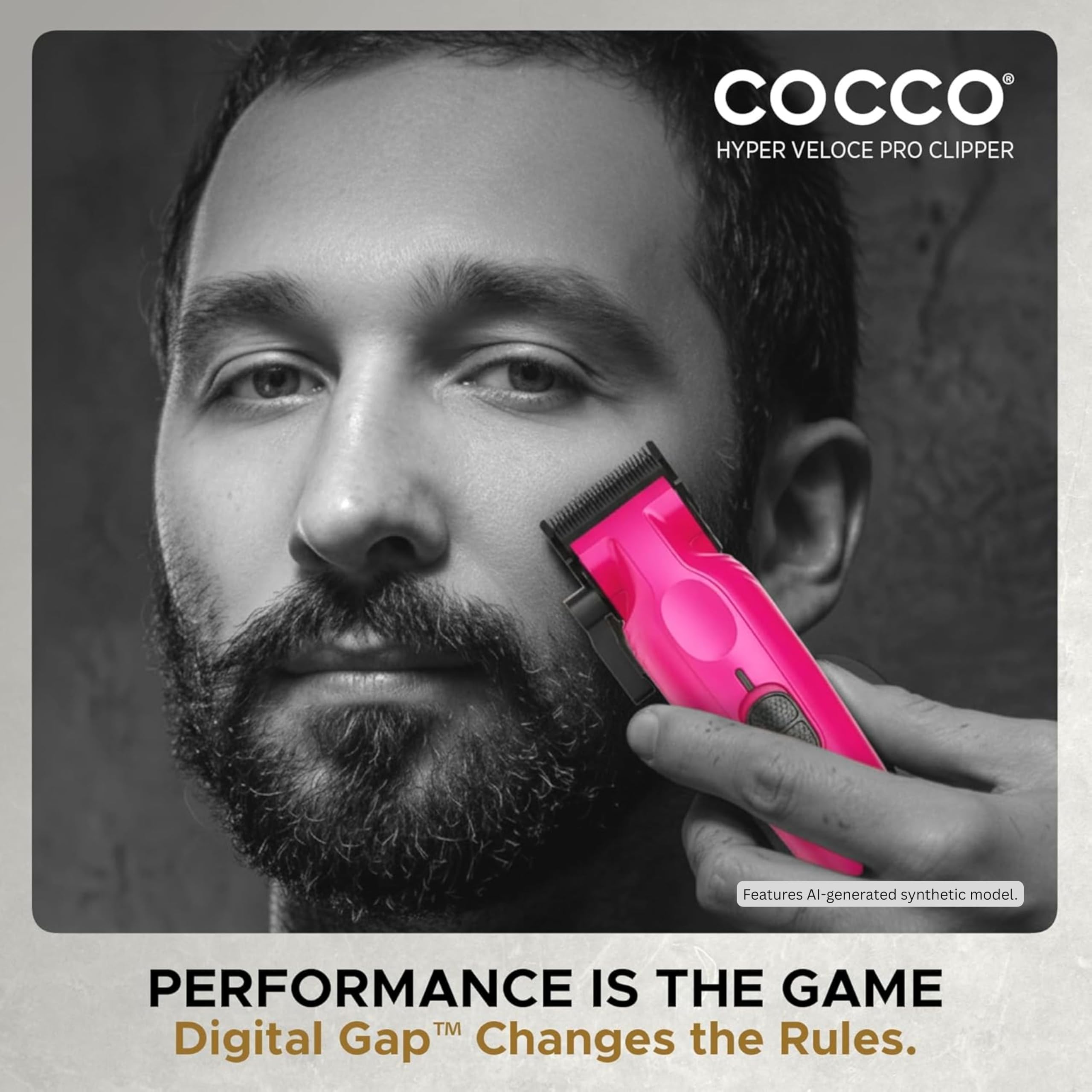 Cocco Hyper Veloce Pro Clipper, Graphene Taper Blade, High Torque BLDC Motor, All-Metal, Cordless, Stazione di ricarica inclusa (rosa)