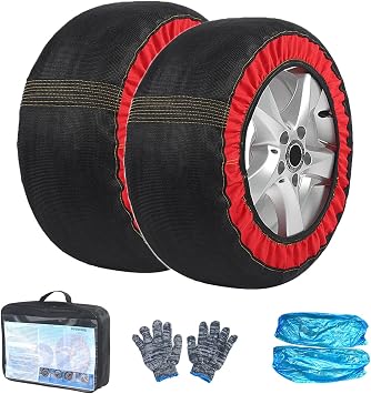 Snow Chains 2pcs Snow Socks for Tires Snow Chain Car Emergency Snow Chain Tire Snow Socks Auto Winter Tire Sock Winter Car Accessories 2pcs 155/65R14