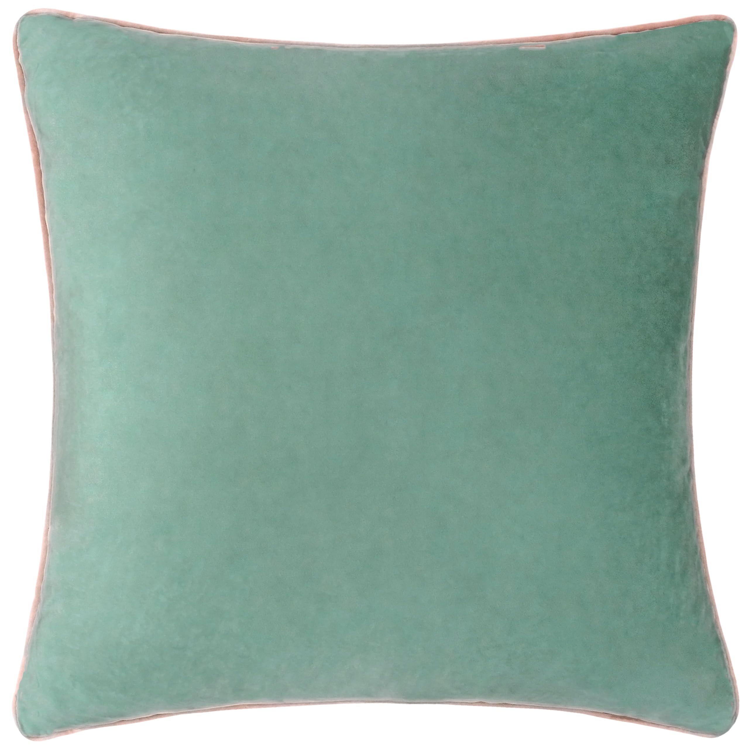 furn. Meridian Velvet Cushion Cover with Feather Rich Filled Inner Pad – Luxury Piped Design (Mineral/Blush, 55 x 55 cm)