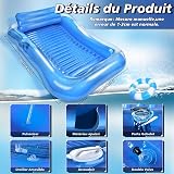 JONRRYIN Materassino Gonfiabile Mare Adulti, Amaca Galleggiante Relax, Tanning Pool Sdraio con Poggiatesta Integrato, Letto Acqua Comfort 200 × 124 cm per Spiaggia Lago Feste Estive Vacanze (Blu) - 2