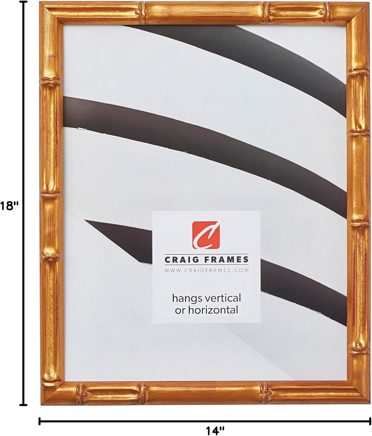 Craig Frames Vintage Gold Bamboo Composite Picture Frame, 14 by 18-Inch