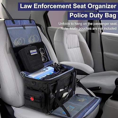 Miniatura 4 de Bolsa de patrulla, bolsa de equipo de policía para policía, organizador de asiento delantero de automóvil, bolsas tácticas para oficial, accesorios