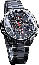 Relógio de pulso masculino Forsining multifuncional, preto, de aço inoxidável, esportivo, militar, automático, de luxo, marca