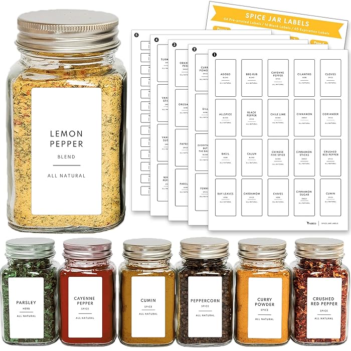 Buy VUDECO 145 Spice Jar Labels Pantry Labels for Containers Preprinted
