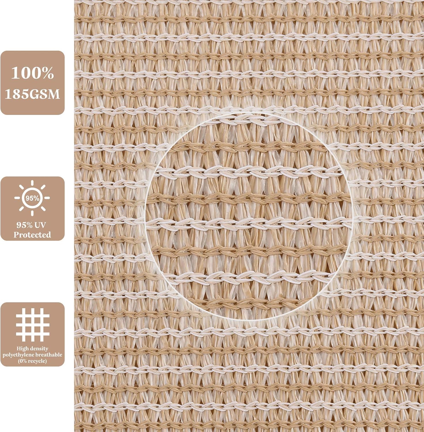 UNUN Sun Shade Sail Rectangle 8’ x 8’ UV Block Sunshades Canopy for Patios Outdoor Backyard Lawn Garden, Beige