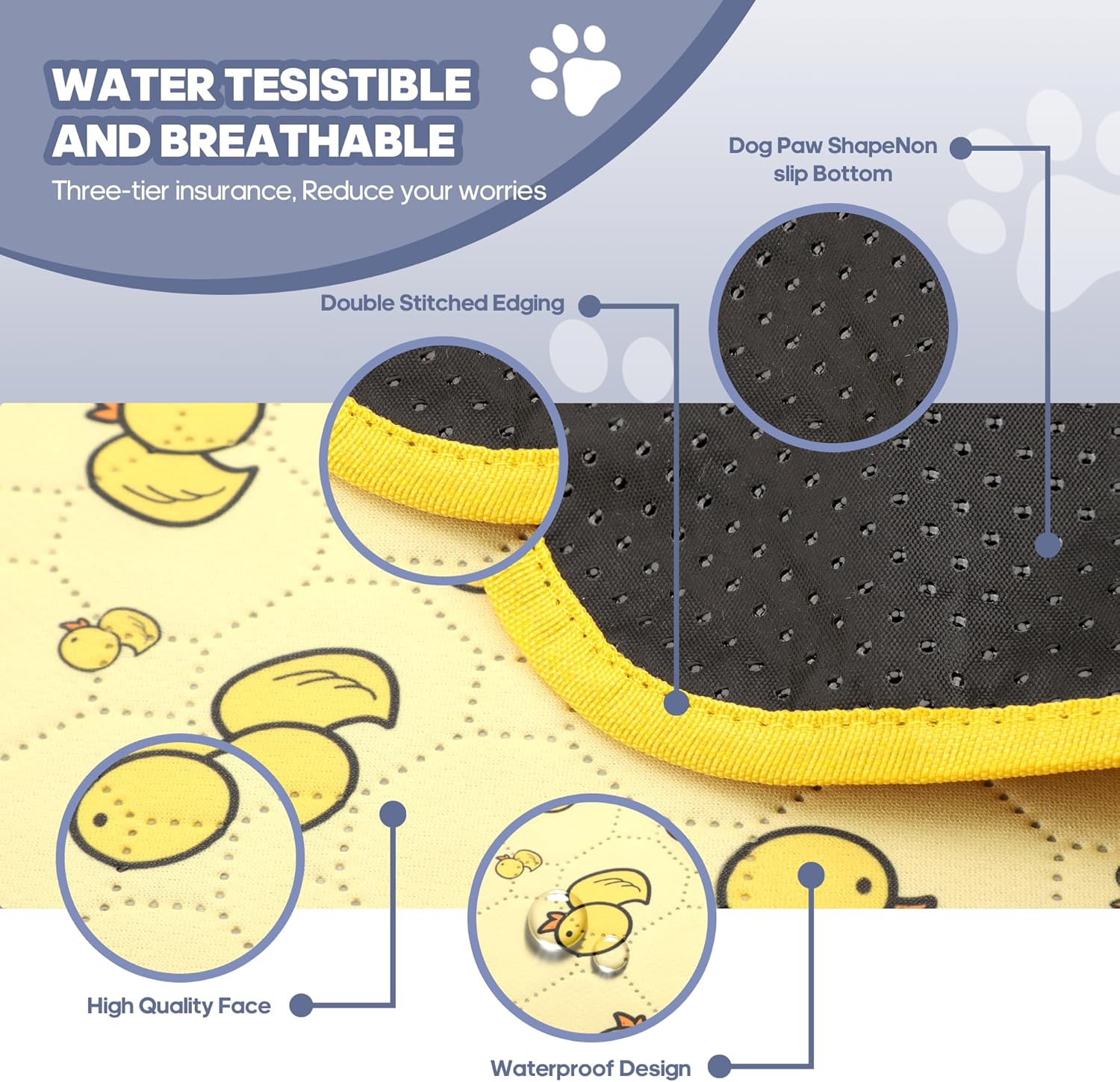 2'Pcs Washable Pee Pads, Reusable Puppy Pet Training Pads, Waterproof Dog Crate, Whelping Pad, Non-Slip Protects Against Urine Leakage Yellow Extra Large
