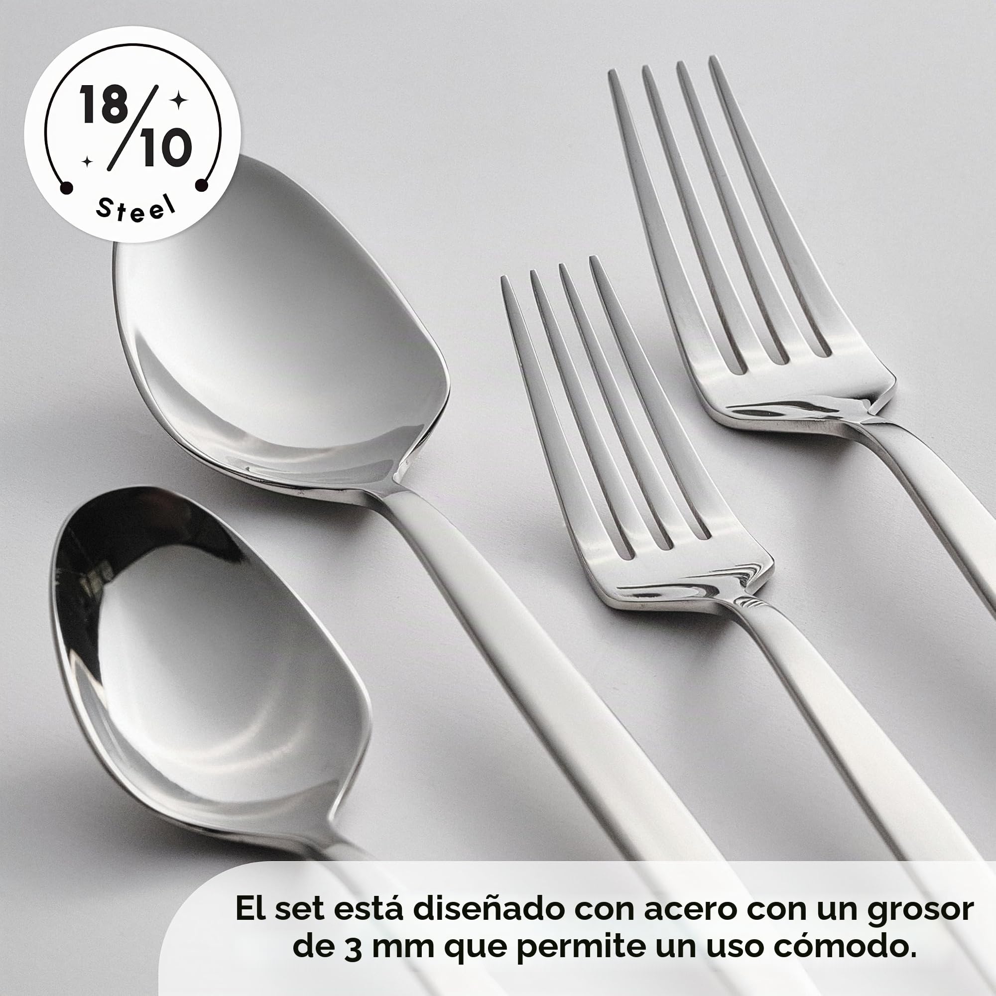 Karaca Thor - Juego de cubiertos para 12 personas (84 piezas, acero inoxidable, cuchillo, tenedor, cuchara, cuchillos brillantes y tenedores)