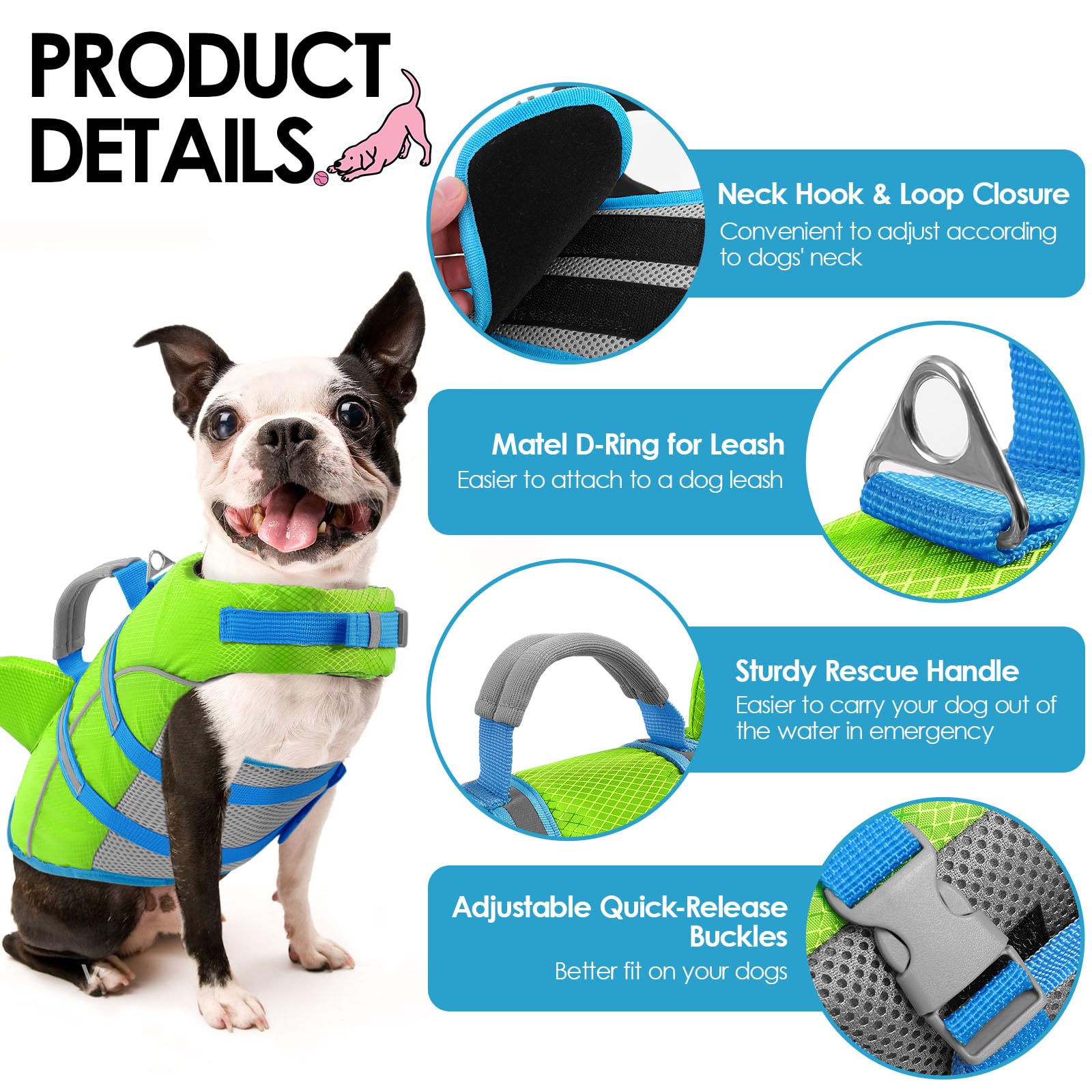 AOFITEE Gilet de Sauvetage pour Chien, Gilet de Sauvetage pour Chien pour la Natation et Le Bateau
