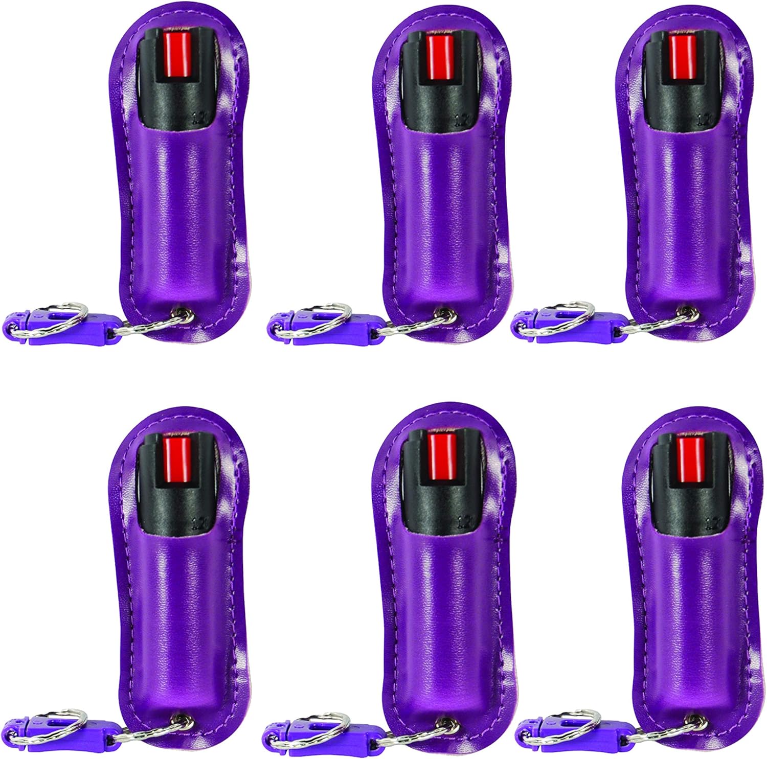 Pepper Shot1.2% MC Purple Halo Leatherette Pepper Spray - Lot of 6 as Shown