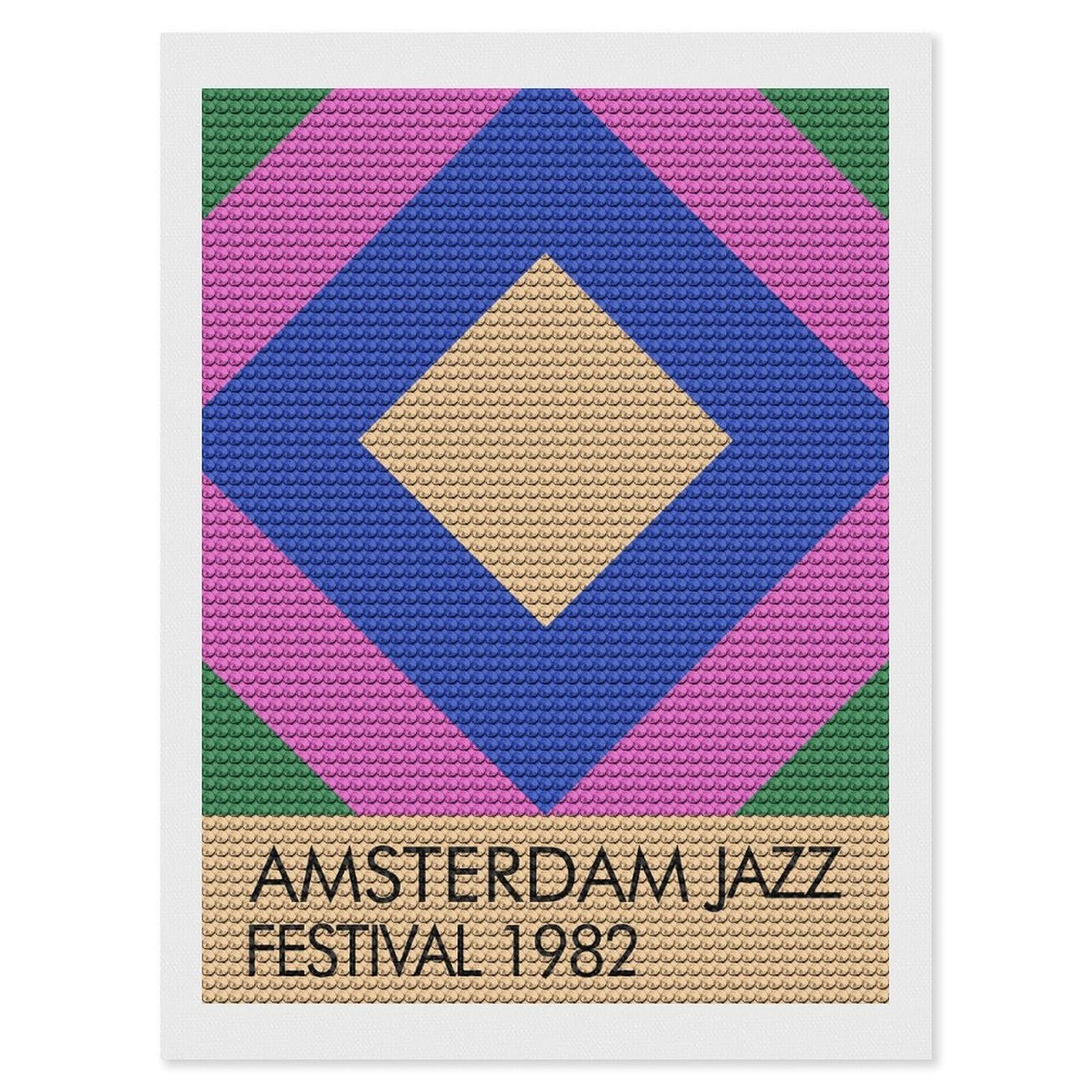 Junmoney Amsterdam Jazz Festival 1982 Diamond Painting Canvas Set 12"x16", Mindful Craft Activity, Nice Detail and Sparkle, Farmhouse Decor, Birthday Gift