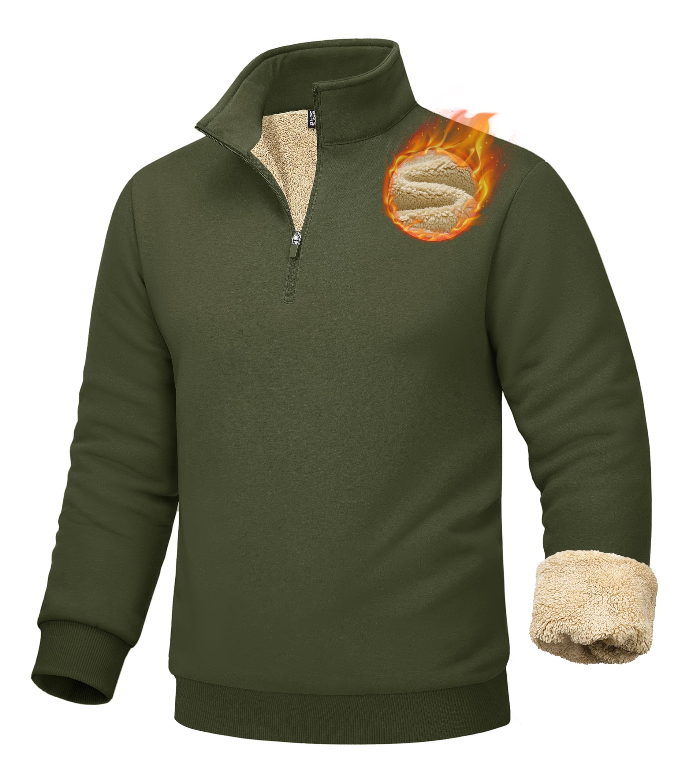 MAGCOMSEN Men's Sherpa Lined Quarter Zip Fleece